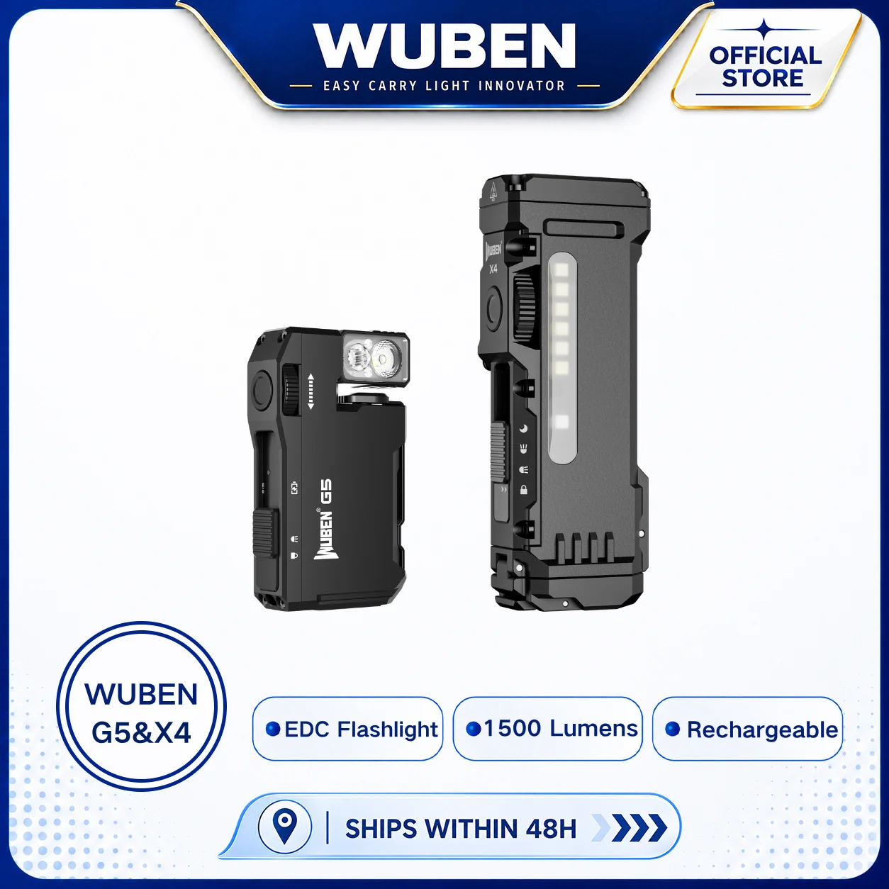 WUBEN X4 & G5 EDC懐中電灯セット - マグネット式テール、RGBライト、充電式 - 究極の日常持ち運びコンボ！