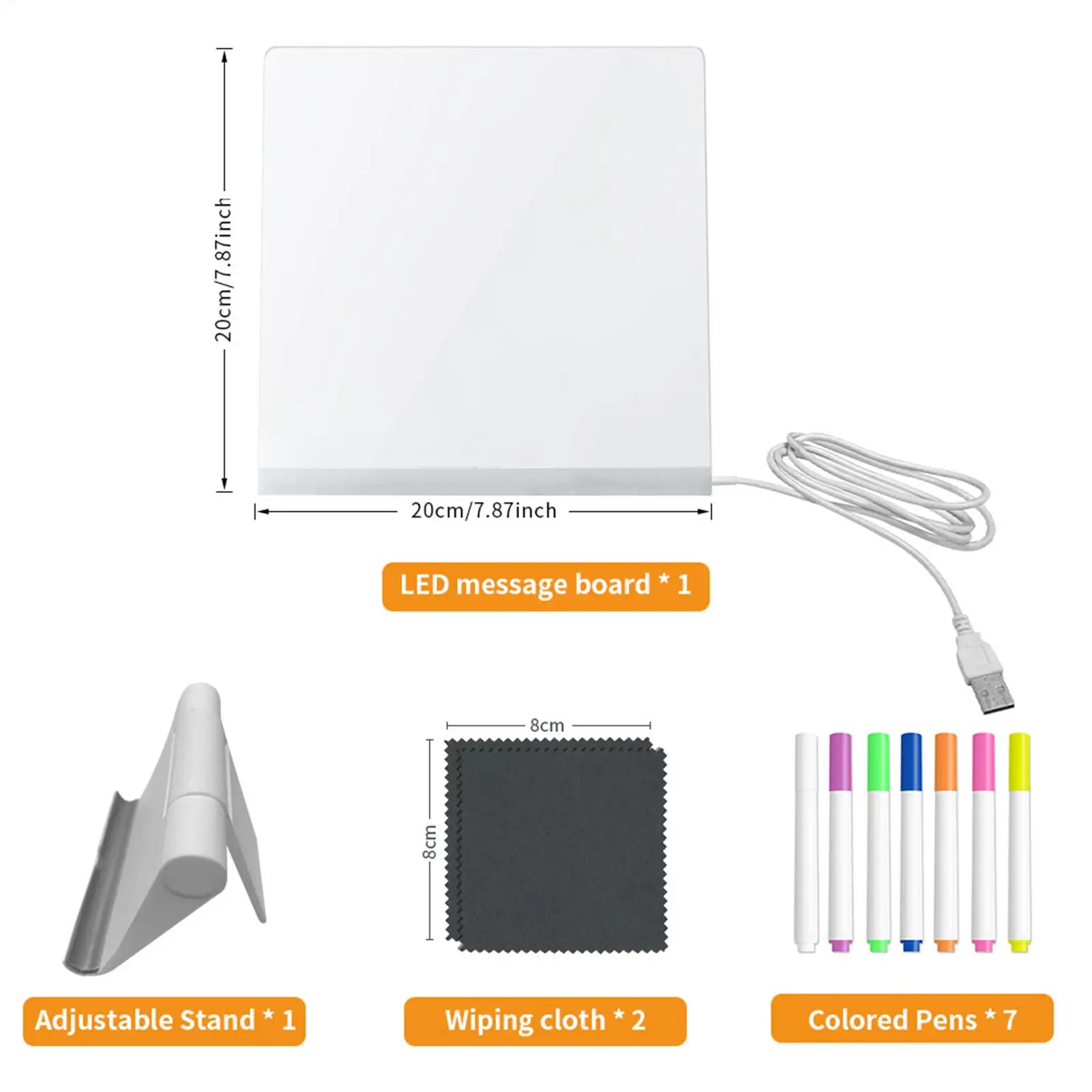 لوحة رسائل Led لوحة بيضاء من الأكريليك الشفاف لوحة Led للمسح الجاف مع أقلام 12 لون وحامل قابل للطي للشباب والبنات والأولاد #6