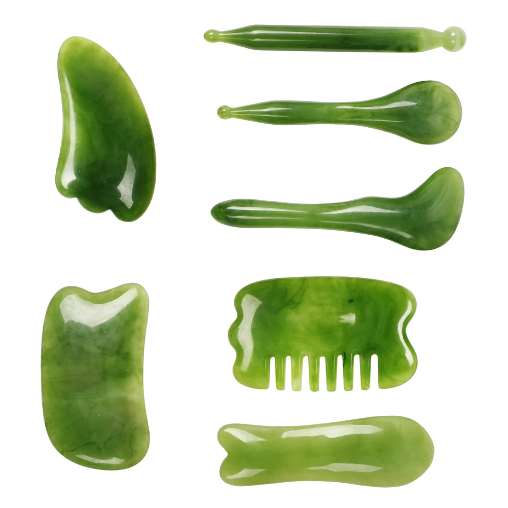 

7 шт., набор массажных досок, скребковый инструмент, натуральный уход за кожей, красота лица, отшелушивающий, гладкий, безопасный для шеи, лица, плеч, ног, ног