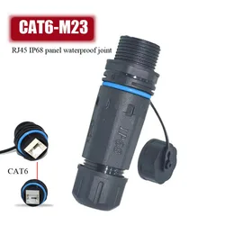 Waterproof M23 CAT6 RJ45 Network Connector Gigabit 5G Network Communication Station Plug IP68 rj45 Panel Fixed Joint CE Certifie
