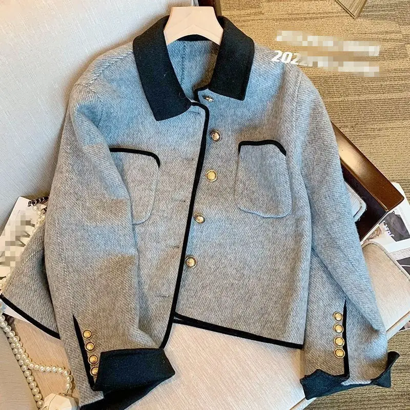 

Grey wind woolen jacket for women's spring 2023 new fashionable and fashionable jacket jackets for women