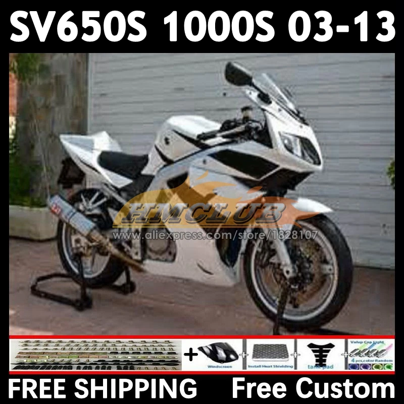 SV650S Kit For SUZUKI white glossy SV650 1000 2003 2004 2005 2006 2007 2008 21No.65 SV1000S SV 650S 1000S 09 10 11 12 13 Fairing