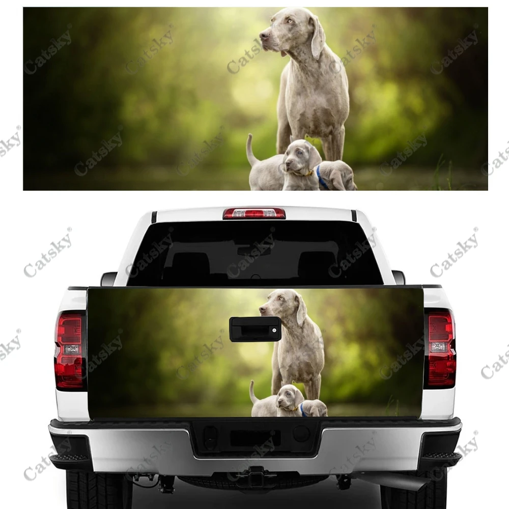 Animal Gray Weimaraner Car Tail Trunk Protect Vinly Wrap Sticker Decal Auto Hood Decoration Engine Cover for SUV Off-road Pickup