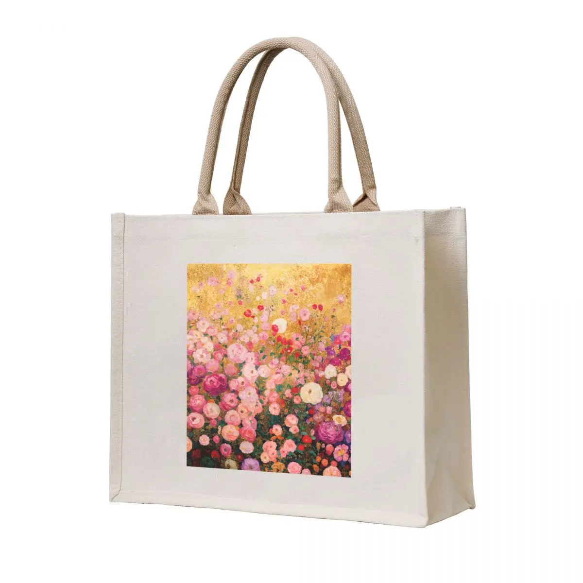 

Gustav Klimt Pink Flower Garden Tote Bag bag for beach Portable shopping bag shopper women canvas Cloth