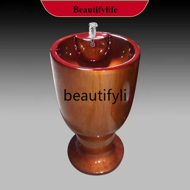 

B185 Boutique one-piece column basin, high-grade wood grain, marble grain, column basin, art washbasin