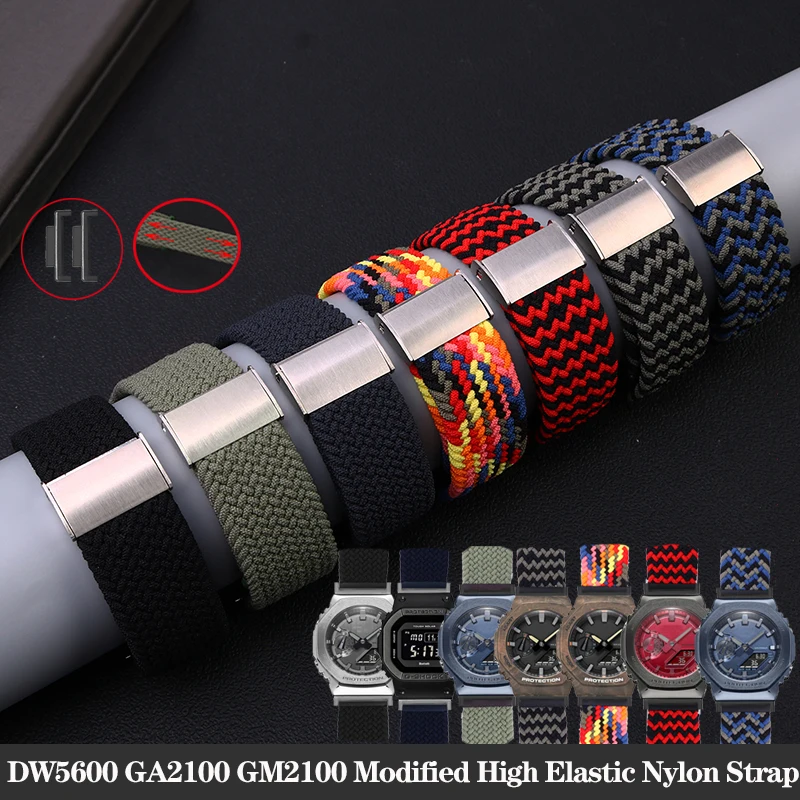 DW5600 High Elastic Fabric Nylon Watchband for Casio GW-5000 GW-M5610 GA2100 GA-2100 DW-5600 GM2100 Fashion Watch Strap Bracelet