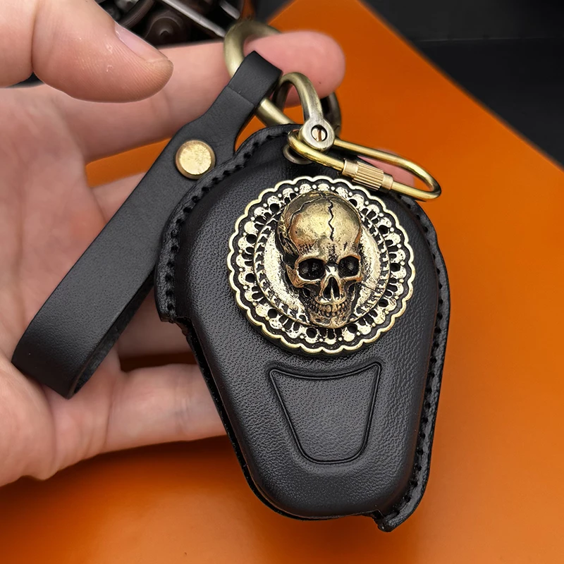 Leather Fob Cover Case For Harley Davidson CVO motorcycles Smart Key Genuine Keychains