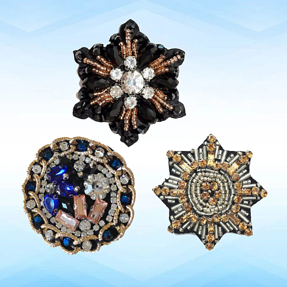 

3pcs Polygonal Snowflake Sewing Patches Bead Creative Accessories for Clothes Dresses Skirts Jeans Hats Bags Stage Craft