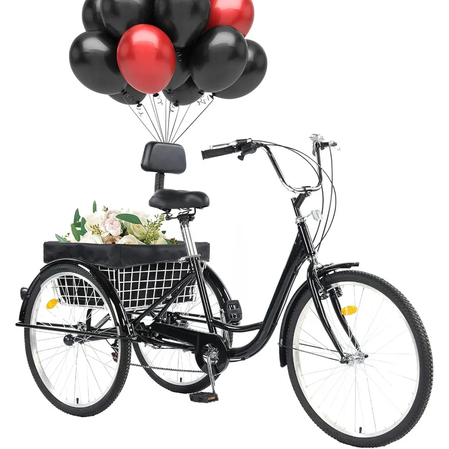 

24 26 трехколесный велосипед для взрослых, 7 скоростей, 3-колесные горные велосипеды, трехколесные велосипеды с корзиной на спинку сиденья для пожилых людей, женщин, мужчин, Multip