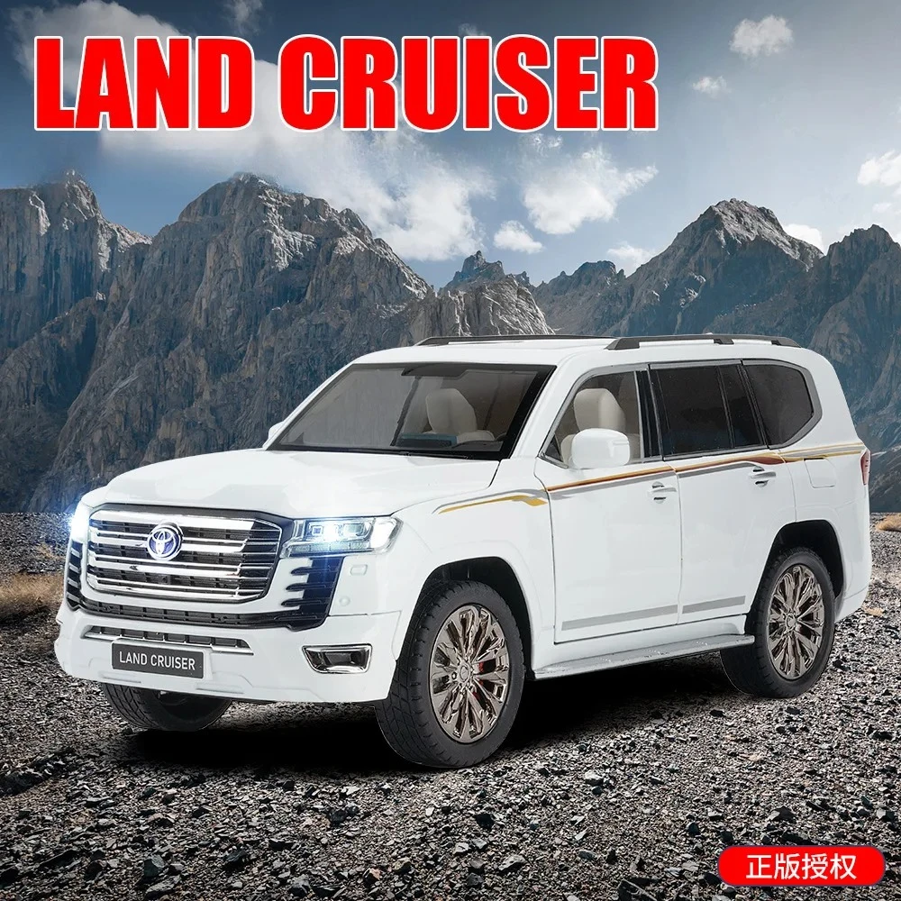 Large 1:18 Scale Land Cruiser LC300 SUV Alloy Car Model Sound and Light Pull Back Toy Collectibles Birthday gift