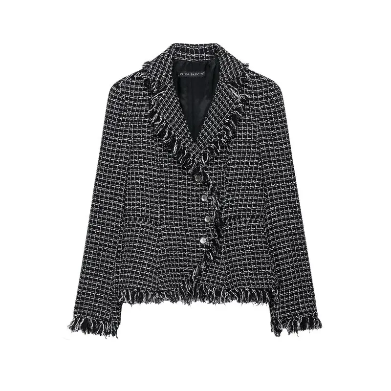 Textured Lapel Long Sleeve Women's Suit Jacket Early Autumn New Arrival Slim Fit Commute Style Regular Length Outerwear