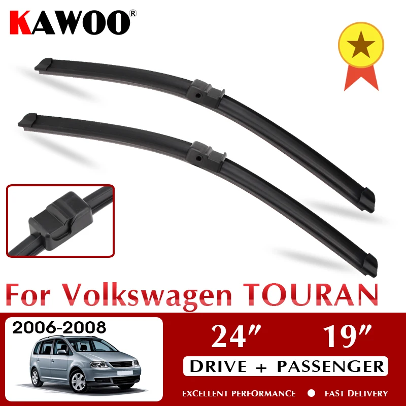 

KAWOO Wiper Front Car Wiper Blade Blades For Volkswagen TOURAN 2006-2008 Windshield Windscreen Window 24"+19" LHD RHD Side Pin