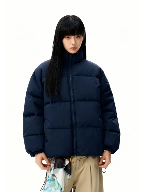 Rosepoem خمر اللون الوقوف طوق الخبز Jaet فضفاضة ex الشتاء ملابس خارجية الشباب Faion معطف طويل دافئ Sve #1