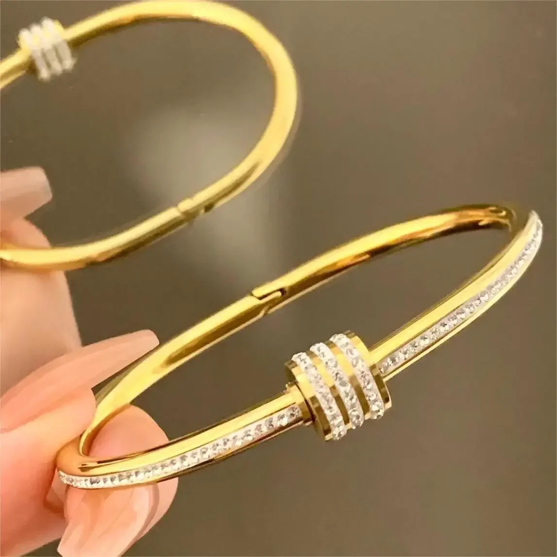 Full drill circle titanium steel bracelet simple fashion vacuum plating trendy small man waist bracelet, Valentine's Day gift