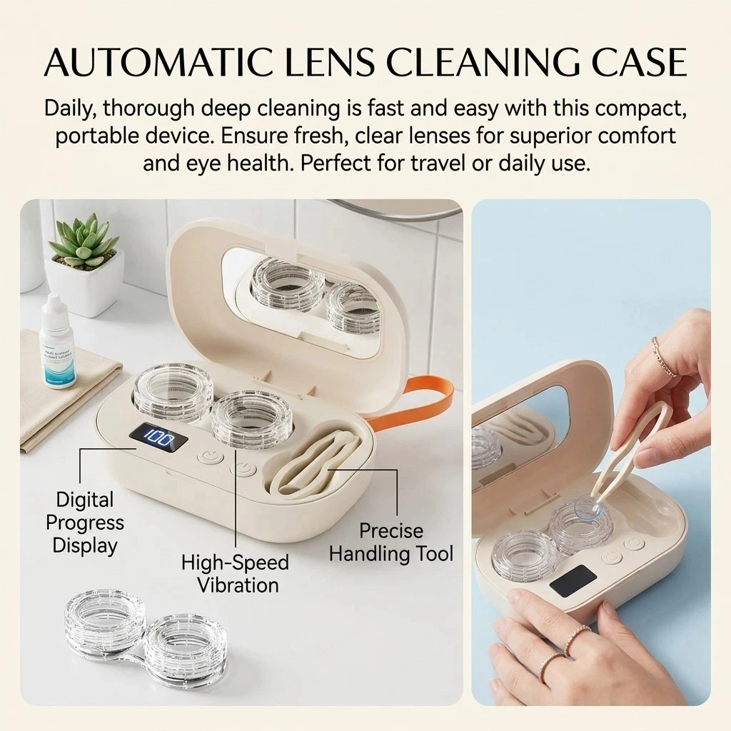 Portable Cleaning Case Lightweight Electric Lens Cleaner Contact Lens Case Ultrasonic Contact Lens Cleaner For Daily Use Travel