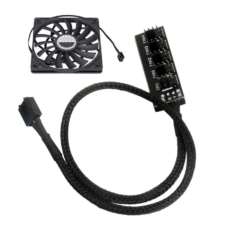 1 to 5 Way PWM Fan Hub PC CPU Cooling 4 PIN/3PIN Fan Power Cable Hub Splitter Adapter Desktop Computer Cooler Case Fan