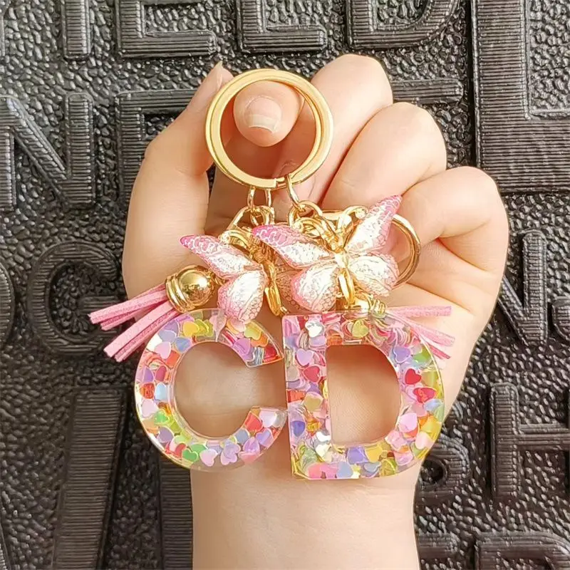 Fashion Letters Keychain Metal Pendent Key Chain Women Car Key Ring Simple Letter Name Key Ring Gift Jewelry Accessories