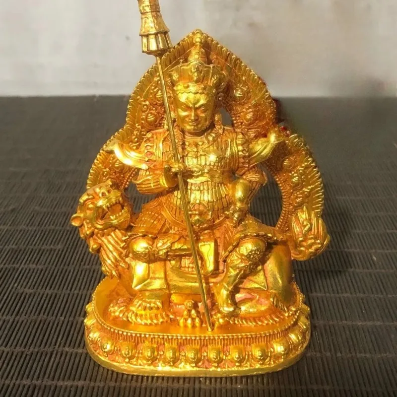 Tibetan Buddhism Gilded Brass Kubera Vaishravana Statue, God of Fortune Altar Decor