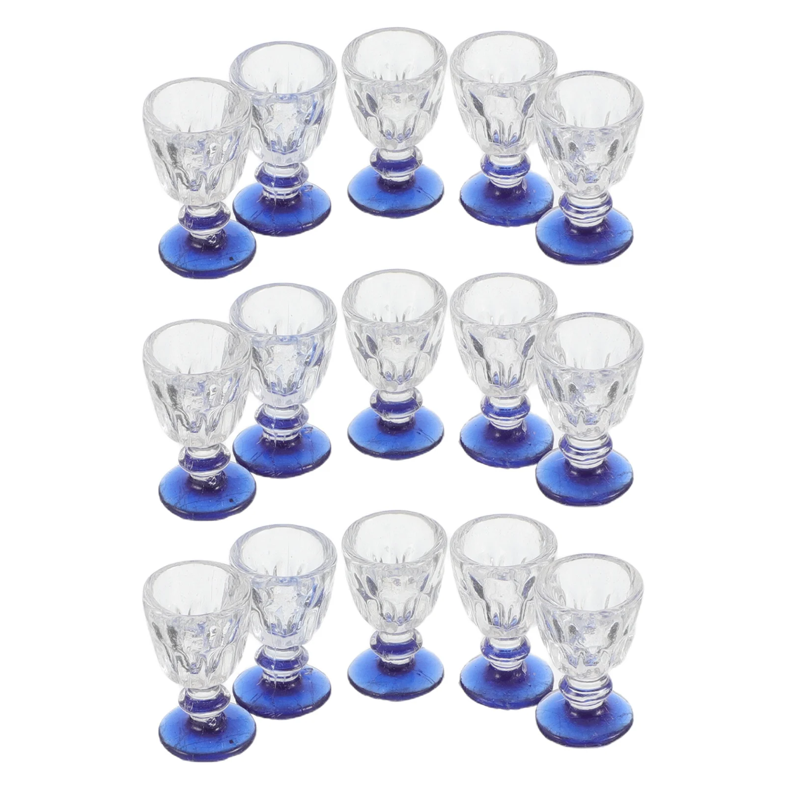 

15Pcs Miniature Dollhouse Wine Cups Blue Bottom Realistic Tiny Mini Play Kitchen Accessories Pretend Play Scene Props