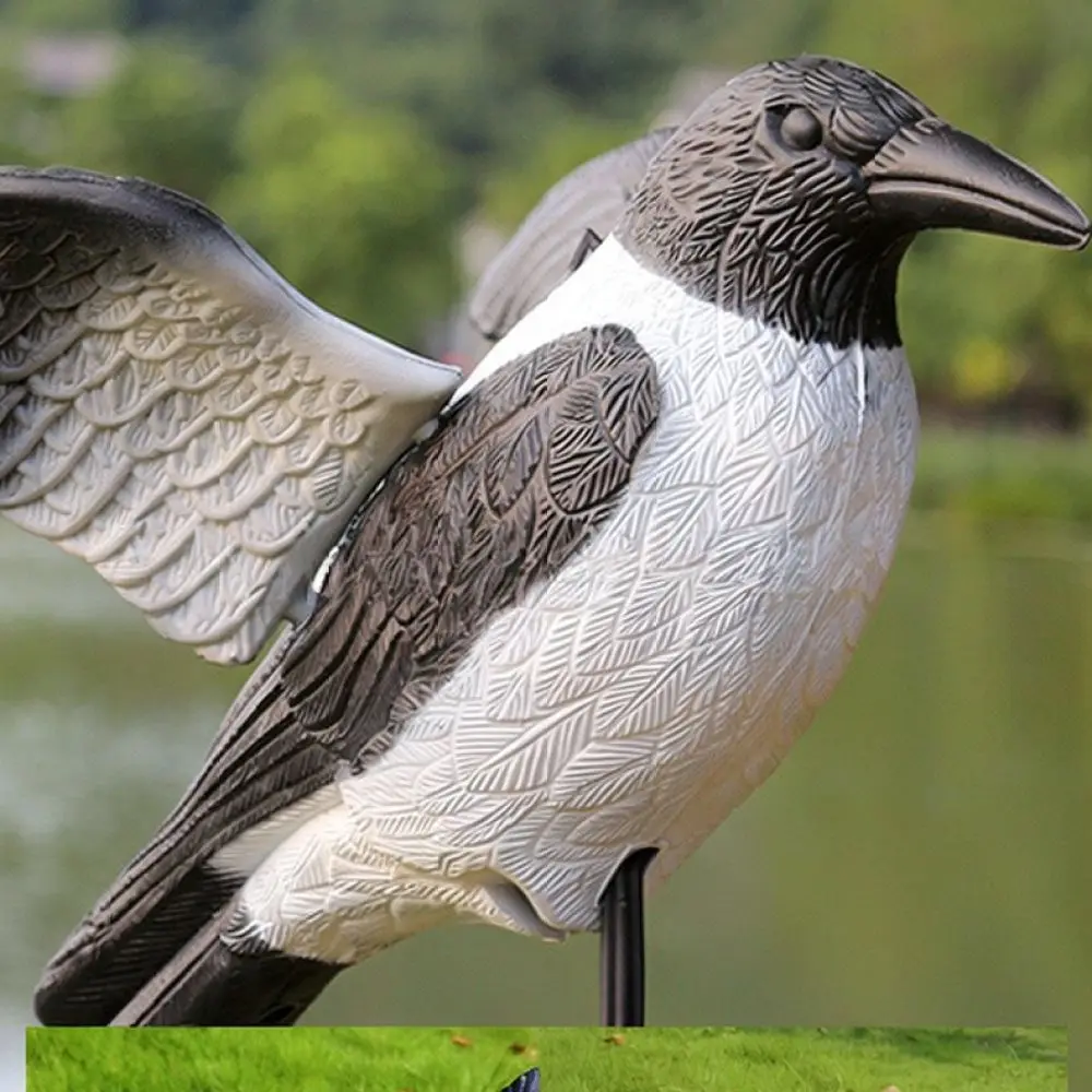 Outdoor Garden Decor Crow Decoy Statue Realistic Bird Repellent Yard Ornament Halloween Creative Animal Figurine
