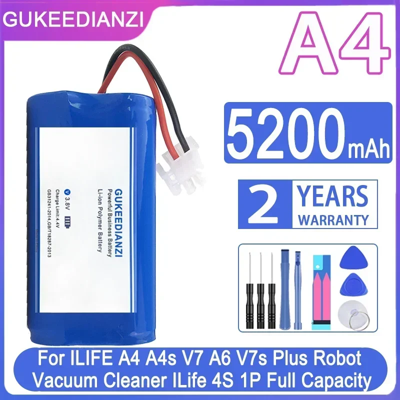 

5200mAh Vacuum Cleaner Battery For ILIFE A4 A4s V7 A6 V7s Plus Robot Vacuum Cleaner ILife 4S 1P Full Capacity