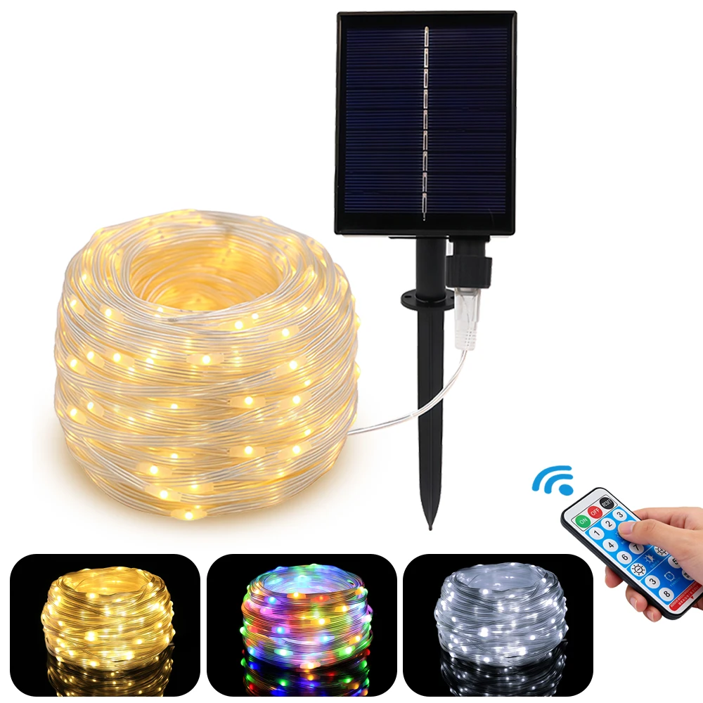 32m Solar LED String Lights Outdoor Waterproof Fairy Lights Copper Wire Starry Lights for Garden Wedding Party Balcony Decor