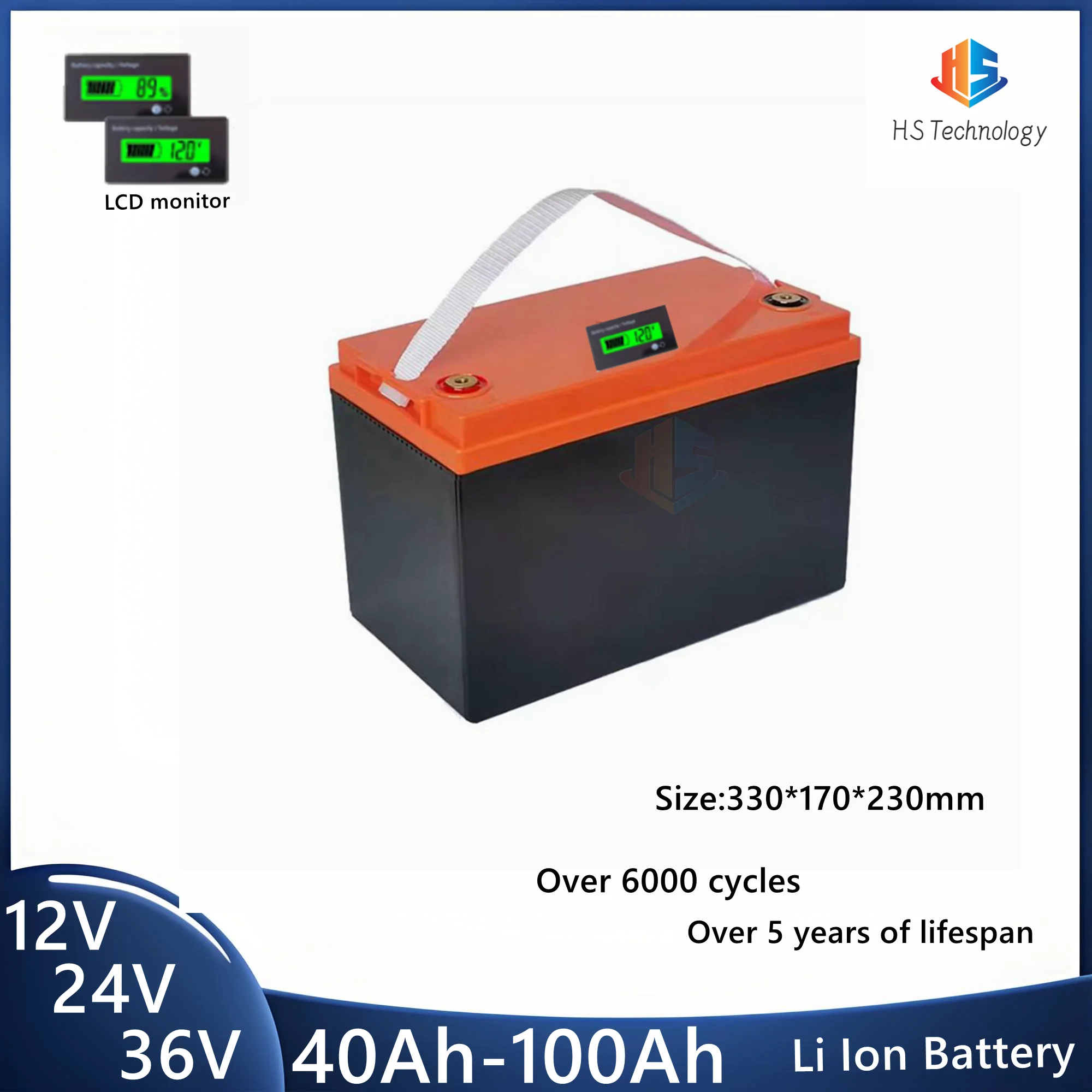 

12V 120Ah 100Ah 80Ah 24V 50Ah 24V 60Ah 36V 40Ah 50Ah Lithium Ion Battery For Solar Street Lights Wind Energy Storage Boat+Charge