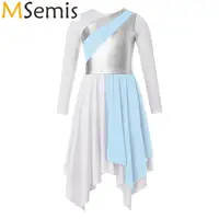 Vestido de baile de alabanza de Ballet para niñas, vestidos líricos modernos de manga larga, disfraz de actuación de adoración de la Iglesia, celebración del espíritu