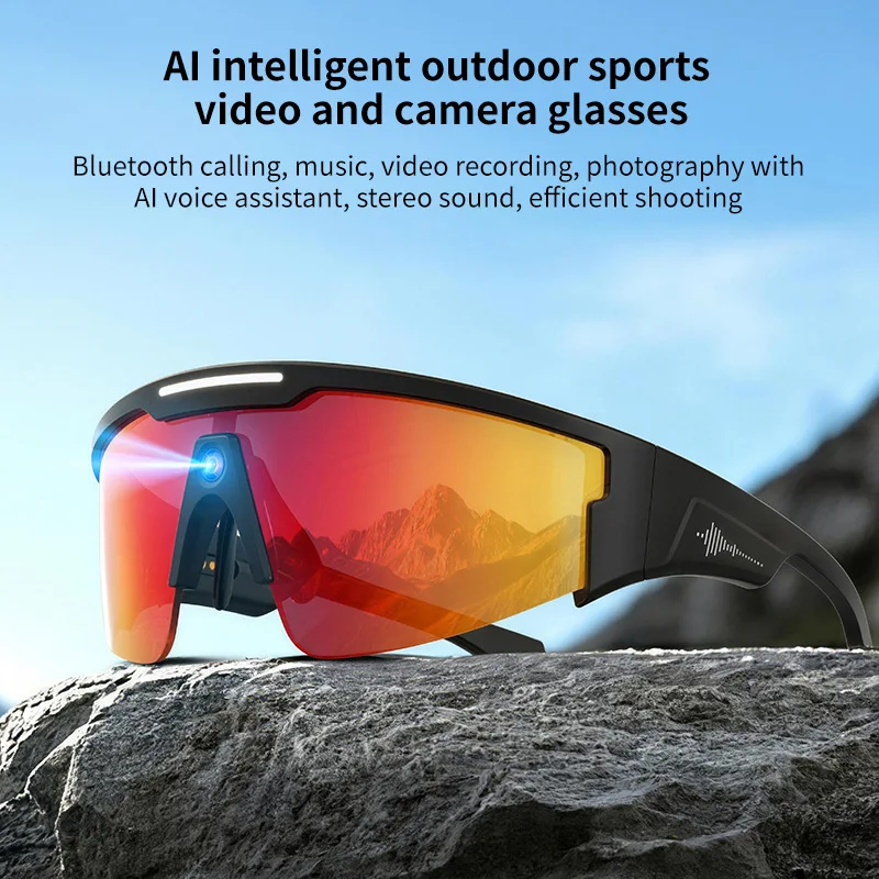 AI Intelligent Recording Sports Cycling Goggles, 12MP Multifunctional Bluetooth Smart Safety Eyewear For Outdoor Sports