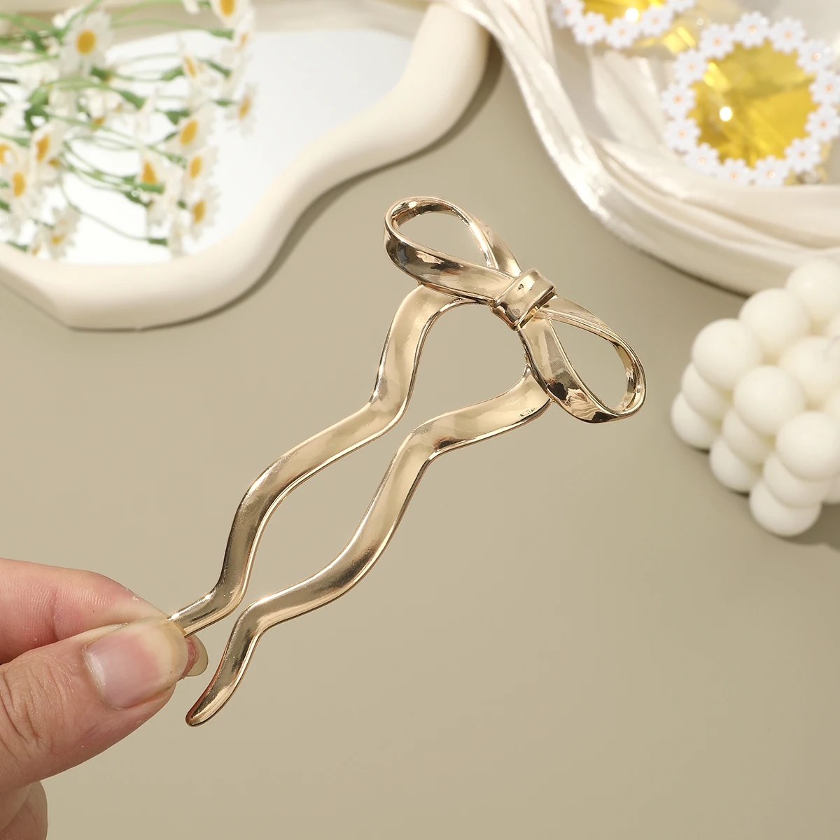 1pc Fashion Bowknot Hair Stick Girls New Alloy Hair Fork Elegant Hairpin Women Temperament Headwear Hair Clips Accessories
