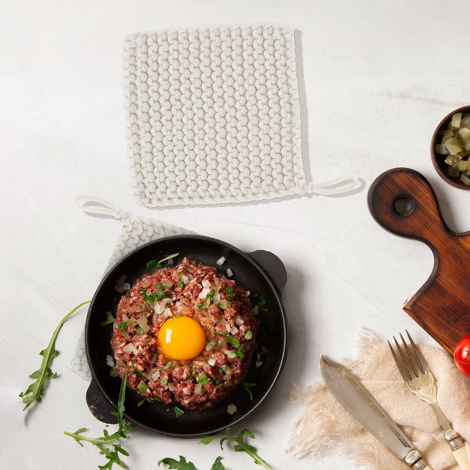 

1pc Woven Cotton Heat Resistant Table Protector For Bowl Kitchen Cup Cotton Pad Dining Decor Pot Mat Square Cup Pad