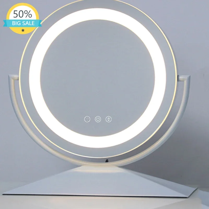 

Flexible Round Vanity Mirror Quality Luxury Design Makeup Mirror with Led Light Dressing Table Bedroom Specchio Home Decor