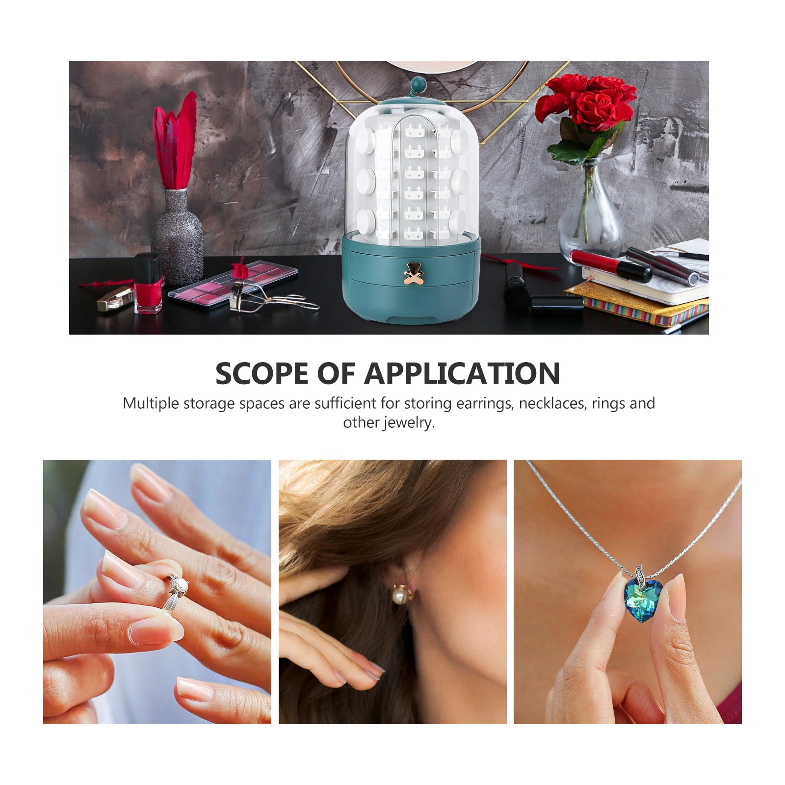 

Jewelry Storage Box Earring ganizer Rotating Holder Display Case ABS Durable Large Capacity Practical Beautiful Fine