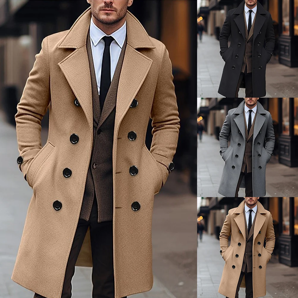 Double-breasted Jacket Double-breasted Trench Coat Autumn Wear Brand New Lapel Neckline Long Sleeve Polyester Fabric