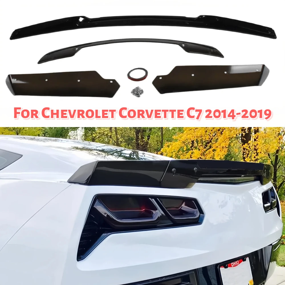 

Gloss Black Rear Trunk Spoiler ABS High Quality Fit For 2014-2019 Corvette C7 Exterior Modification Accessory