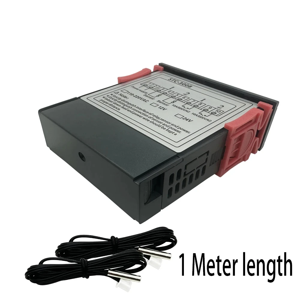 STC-3008 Digital Temperature Controller AC 110V 220V DC 12V 24V Dual Hygrometer Heating Cooling Two Relay Output AC Relay