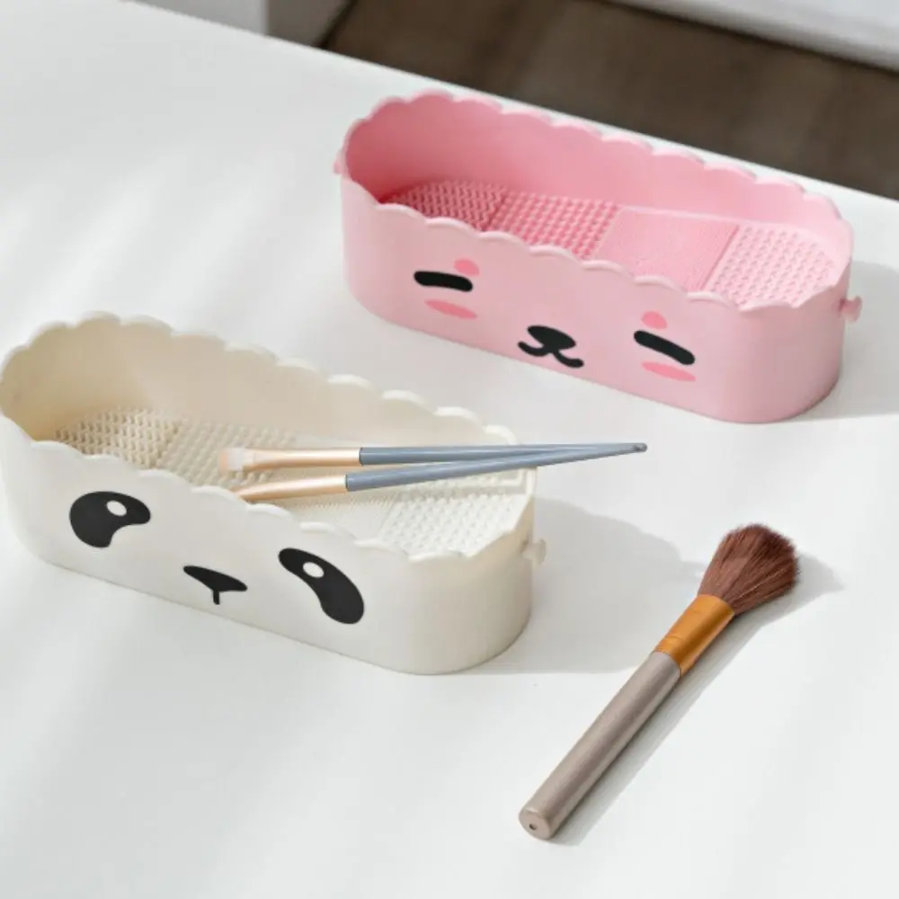 Rubber Makeup Brush Cleaner Suspensible Panda Storage Box Makeup Brush Cleaning Box Portable Sponge Makeup Brushes Rack Women