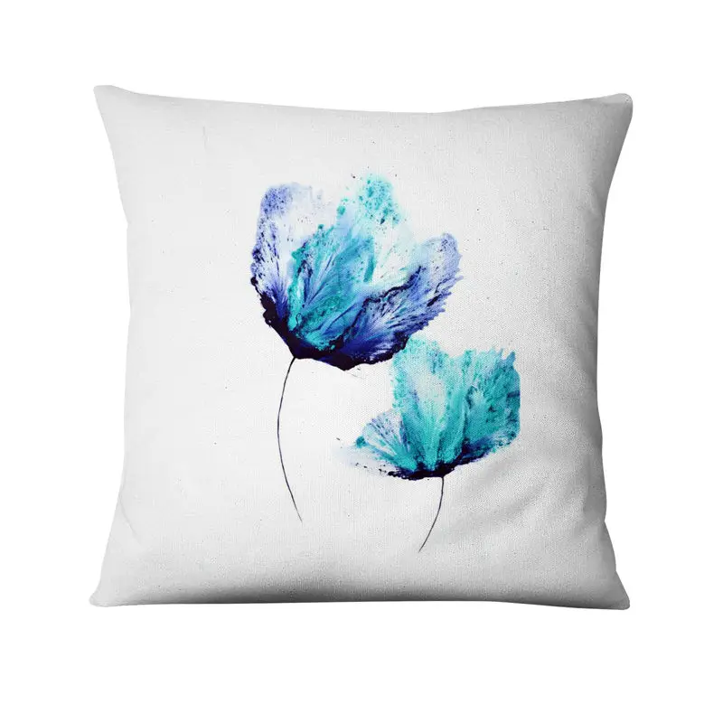 Modern Art Floral Printed Pillowcase Watercolor Flower Illustration Cushion Decorative Pillow Home Decor Sofa Throw Pillows