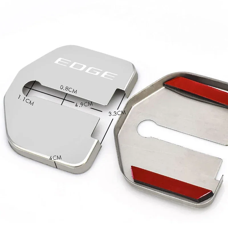 4PCS Stainless Steel Car Door Lock Anti-rust Cover Styling for Ford EDGE Logo Protective Case Buckle Auto Interior Decoration - view 3
