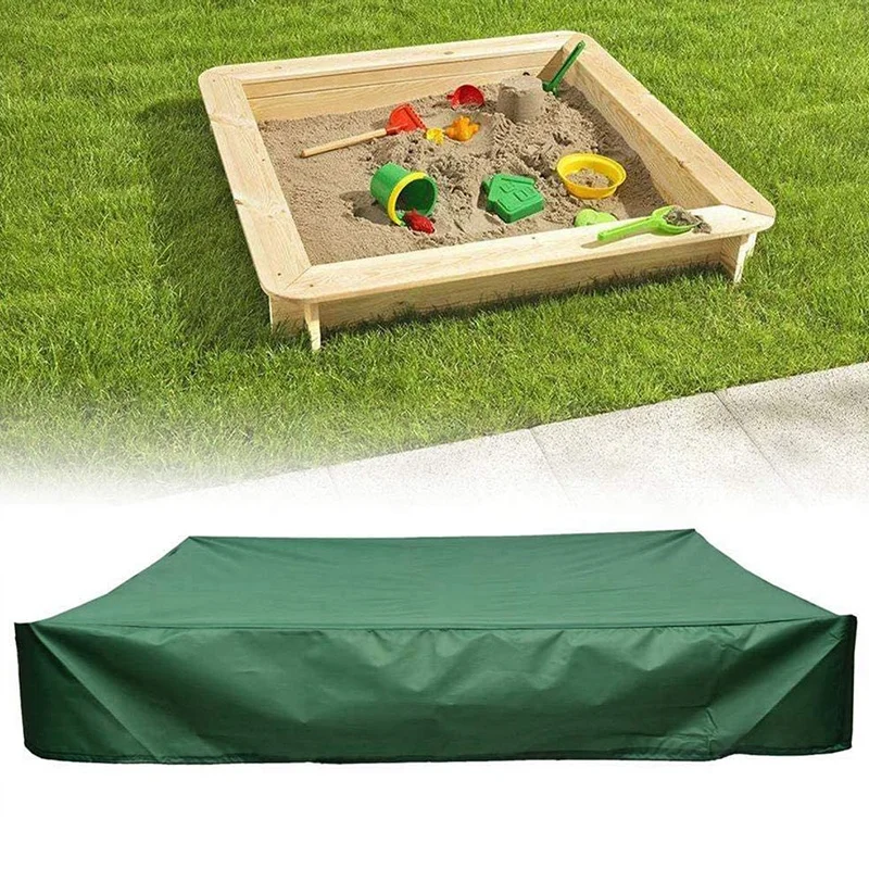 ASDS-Sandbox Cover, Square Dustproof Sandbox Cover With Drawstring, Waterproof Sandpit Pool Cover, Green, 120 X 120Cm