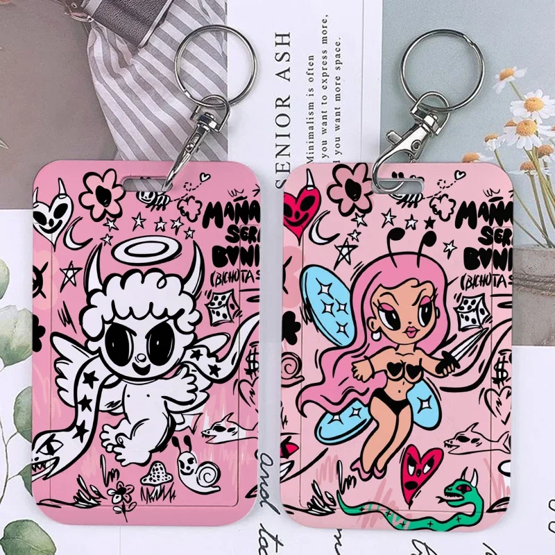 Pink KAROL G Keychain Card Holder Keychains MAÑANA SERÁ BONITO BICHOTA SEASON Holders Bank Bus ID Credit Cards Key Ring Chains