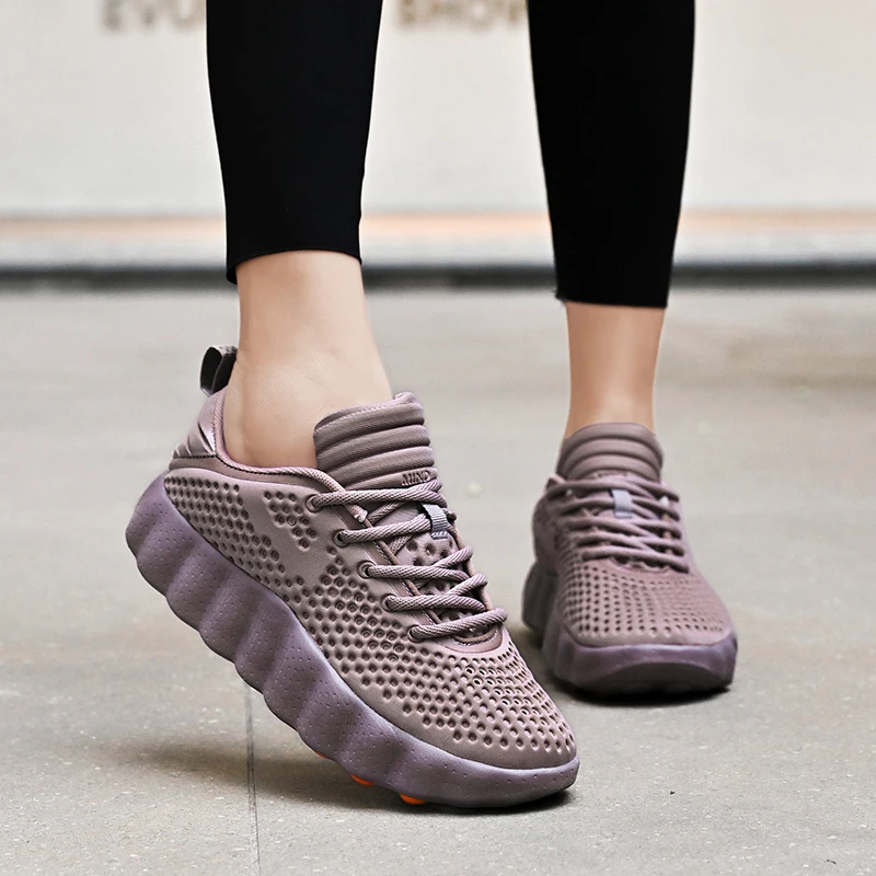 Herren-Wanderschuhe mit dicker Polsterung, atmungsaktive Mesh-Sneaker, Massage-Sohle, rutschfeste Schnürschuhe, lässige Sportschuhe. – Detail 4