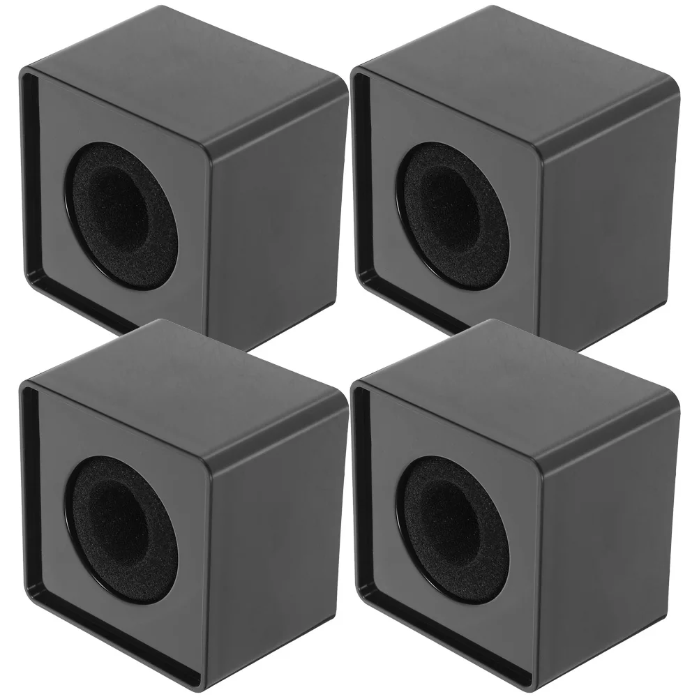 

4pcs Microphone Logo Cube Black Square Interview Flag Station Holder ABS Material Durability Practical Stability Guitar