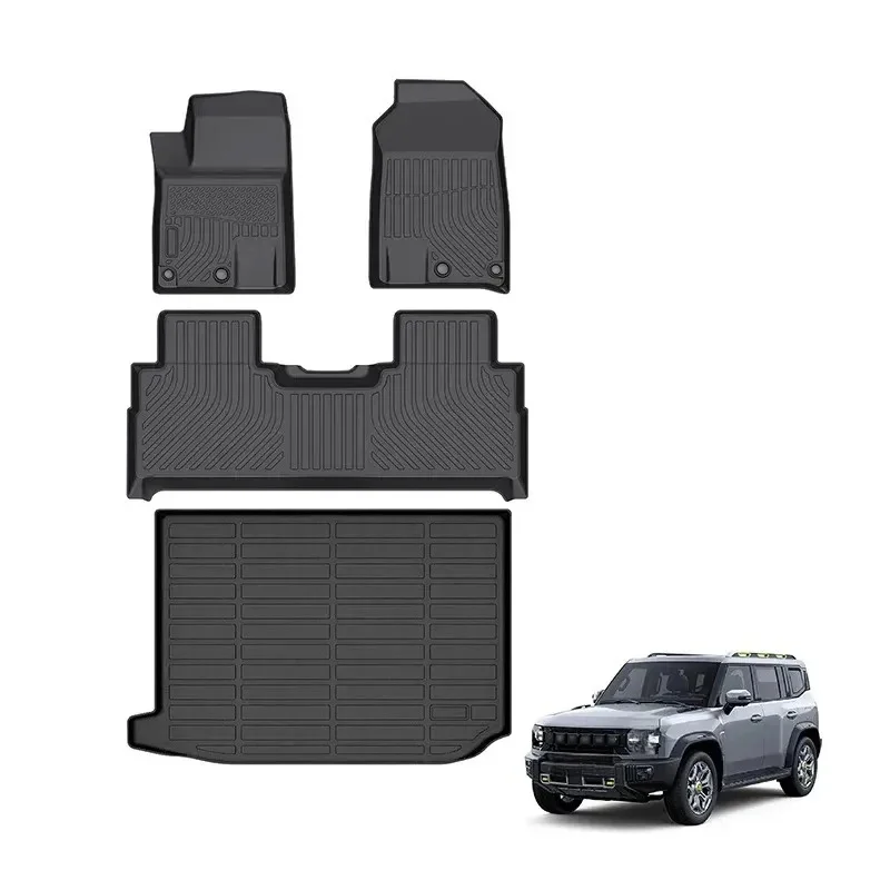 Premium Custom TPE Car Floor Mats 10mm Thick Full Set With Logo Anti‑Slip Waterproof Auto Interior Protector Accessories