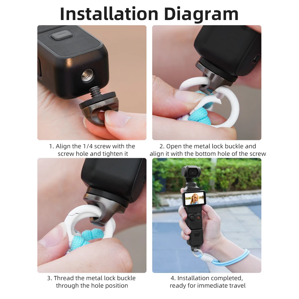 Para dji bolso 3 pulseira para insta 360 x4 universal 1/4 cinta para câmera de ação para gopro 13 pulseira colorida