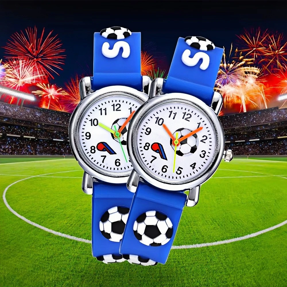 Fashion Cartoon Cute 3D Football Watch Boys Watches Kids Children Watches Silicone Sports Wrist Watch Quartz Clock Gifts for Kid