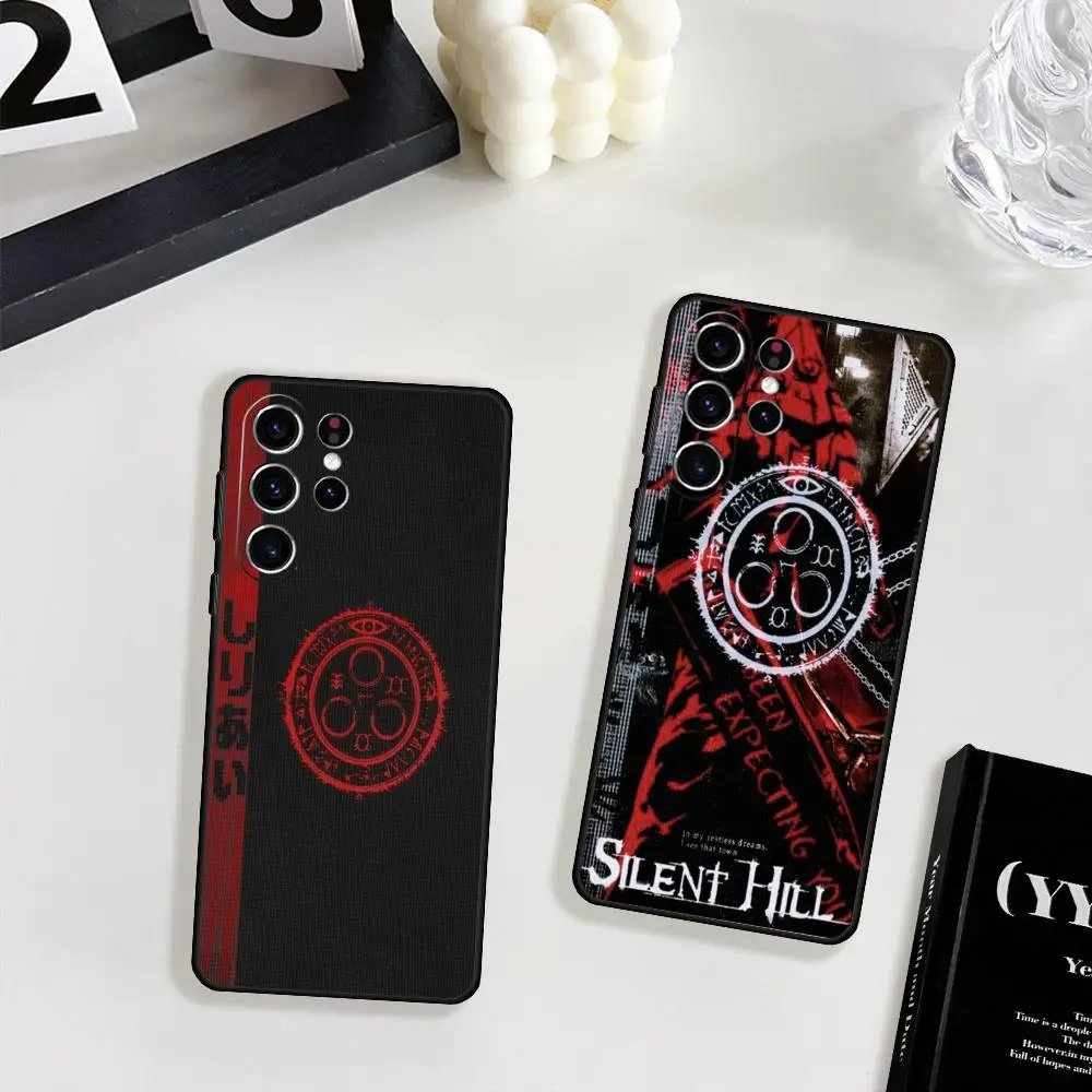 Silent Hill 2 Triangle Head Phone Case For Samsung Galaxy S25 S24 S23 S22 S21 S20 Plus Ultra Note20 Soft Black