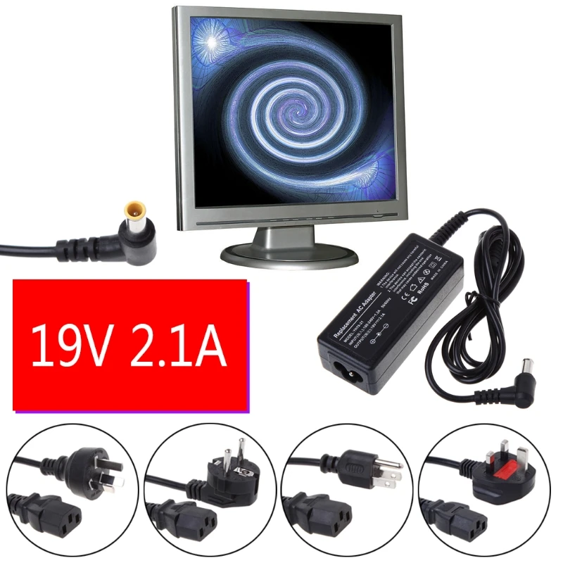 

EU/AU/US/UK Plug Power Supply Adapter Cord Converter 19V 2.1A for Monitor Device Display Amplifiers