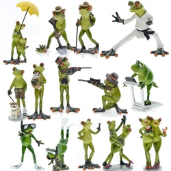 NEW 1-2Pcs 3D  Resin Creative Frog Craft Thinking about skiing cycling  sports Frog ModelHome Office Tabletop Decor Gift Present
