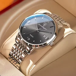 POEDAGAR Luxury Casual Men's Wristwatch Waterproof Date Man Watch High Quality Stainless Steel Sports Quartz Men Watches Reloj